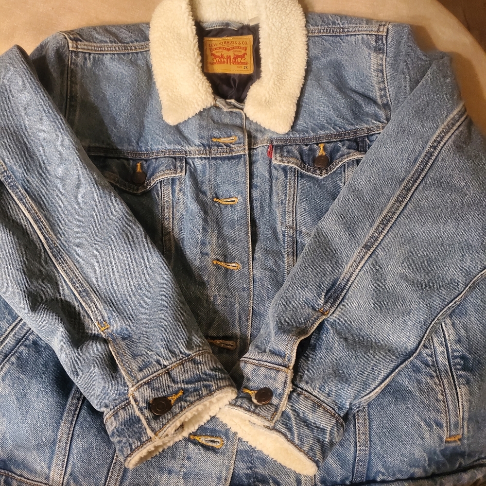 Levi Strauss Men's Quilted Lined Trucker Jacket w/ Sherpa Collar 2XL